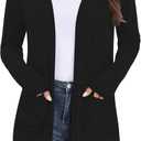 Yincro Womens Lightweight Cardigan Long Sleeve Open Front Casual Sweater Cardigans with Pockets (Small, Black)