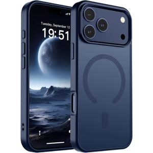 SUPFINE Magnetic for iPhone 17 Pro Max Case (Compatible with MagSafe)(Military Grade Drop Protection) Translucent Matte Shockproof with Anti-Fingerprint Phone Cover, Dark Blue