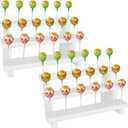 2 Pack Wood Cake Pop Stands for Display 3 Tier White Wooden Lollipop Holders 17 Hole Sucker Stand for Dessert Table for Wedding, Birthday Party Fit 0.16" / 4mm Lollipop Sticks