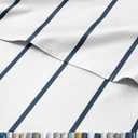 Striped Sheets - Navy Blue & White Striped Sheets - 1 Flat & 1 Fitted & 2 Pillowcases w/ Deep Pockets  Wrinkle & Fade Free - Soft, Breathable & Cooling  Luxury Pinstripe Bedding - Full Size Bed Set