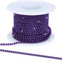 Crystal Rhinestone Close Chain Trim,10 Yards/Roll of 2mm Rhinestone Banding Claw Cup Chain for Sewing Crafts, DIY Decoration, Jewelry, Clothing, Shoes Dark Purple