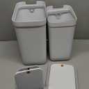 MOPALL 2 Pack Bathroom Trash Can with Lid, 3.6Gal + 2.5Gal Small Garbage Can Set with Pop-Up Lid, Slim Trash Bin Waste Basket for Toilet, Office, Bedroom, Living Room (White)