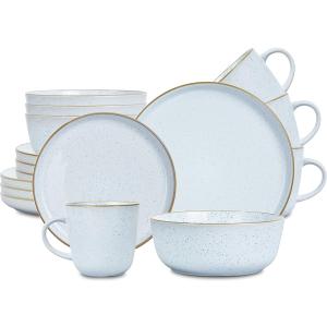 TAOCIGOU 16-Piece Ceramic Dinnerware Sets for 4, Plates and Bowls Sets Dishes Service Sets for Kitchen and Dining, White Dishes Set for 4 (White)