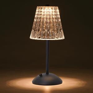 Cordless Touch Table Lamp, 3500mAh LED Rechargeable Small Dask Lamp, 3 Colors Dimmable Battery Operated Crysta Lamp for Bedroom Restaurant Kitchen Home Decor, Black