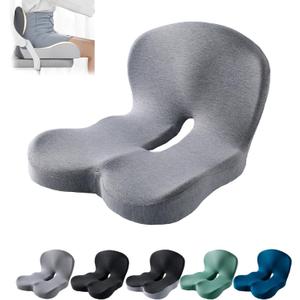 Orthopedic Cushion, Back and Seat Cushion, Car Seat Cushion, Soothe+ Cushion, Pressure Relief, Non-Slip Belt Backrest, Ergonomic Memory Foam Backrest(Gray)