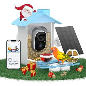 Smart Bird Feeder with Camera Solar Powered, Birdfeeder Cam for Outside, AI Species Identify, 2K Live View, Instant Arrival Alerts, Bird Lover Gifts, Blue