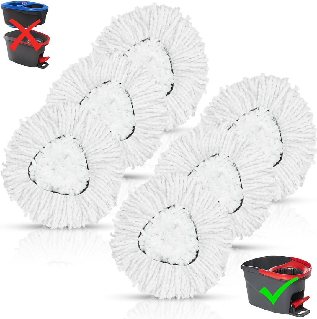 2 Pack Mop Heads Replacements for Ocedar Easy Wring 1-Tank System,Compatible with O-Cedar EasyWring Spin Mop & Bucket System Microfiber, White