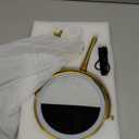 Benbilry Lighted Makeup Mirror with 3 Color Lights & 10X Magnification, Adjustable Brightness & Height, 7 Inch 360 Swivel Rechargeable 10X LED Magnifying Vanity Mirror with Light, Gold