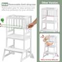 COSYLAND Kids Kitchen Step Stool, Height Adjustable Toddler Standing Tower Nursery Helper with CPC & FSC Certification, Removable Safety Railing Enjoys Exclusive PatenWhite