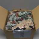 Hotop 8 Set Mini Wreaths for Kitchen Cabinet 12 Inch Small Christmas Wreath with Burlap Ribbon Red Berry and Eucalyptus Leaves for Xmas Window Front Door Fireplace Chair Farmhouse Hanging Decor