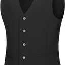 Cooper & Nelson Men's Suit Slim Fit, 3 Piece Suits for Men, One Button Solid Jacket Vest Pants with Tie, Tuxedo Set, XS
