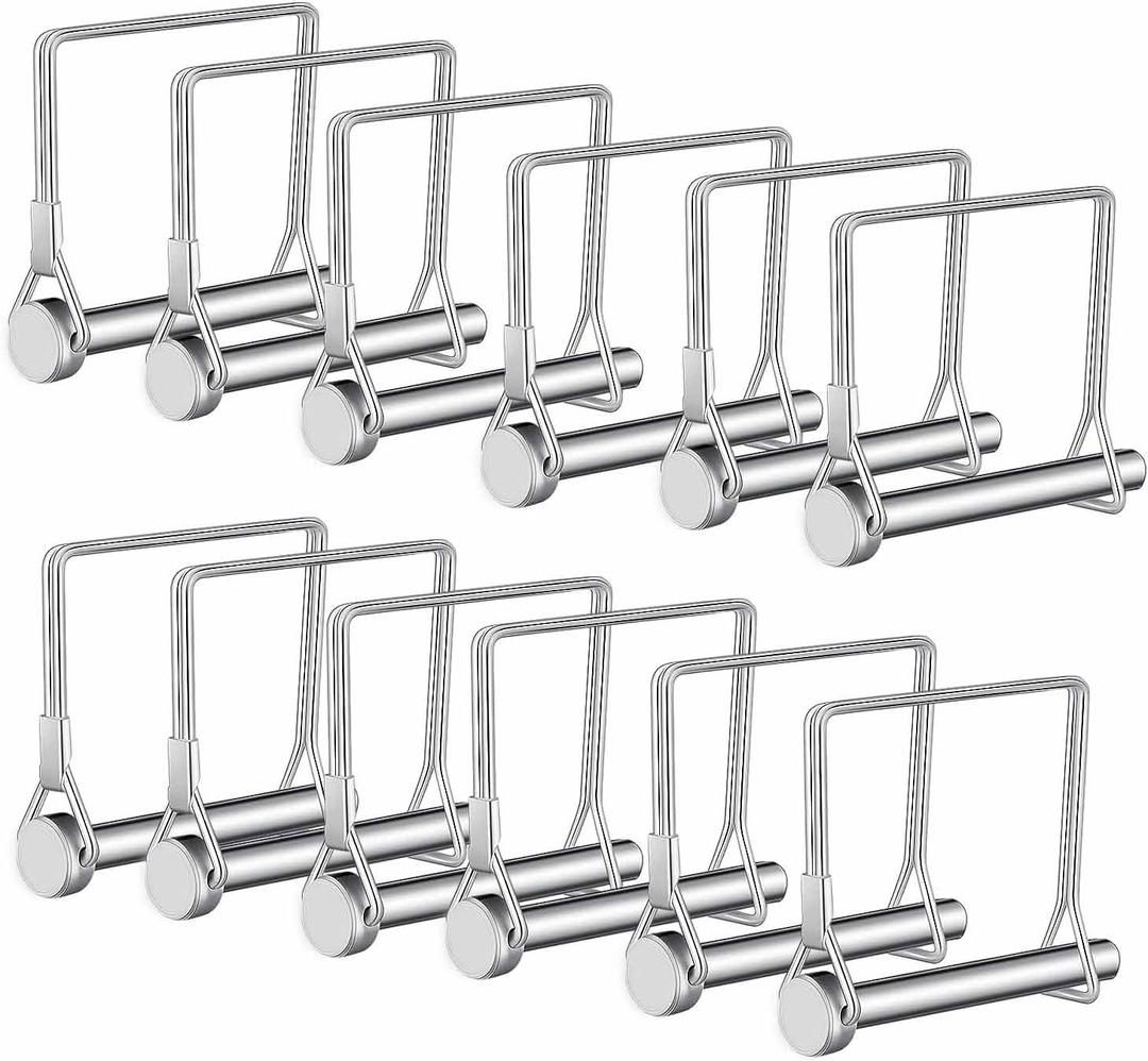 Trailer Pin,SpzcdZa 12pcs Square Pto Pin Shaft Locking Pin 1/4 pin Hitch pin Wire Lock Pin Safety Coupler Pin 1/4" x 2-3/4"for PTO,Farm,Lawn,Hitches,and Garden(Silver)
