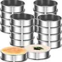 KUAYB 16packs English Muffin Rings Crumpet Rings 4 Inch Stainless Steel Double Rolled Tart Ring Nonstick Metal Round 4'' Ring Molds for Baking Cookies, Pancake