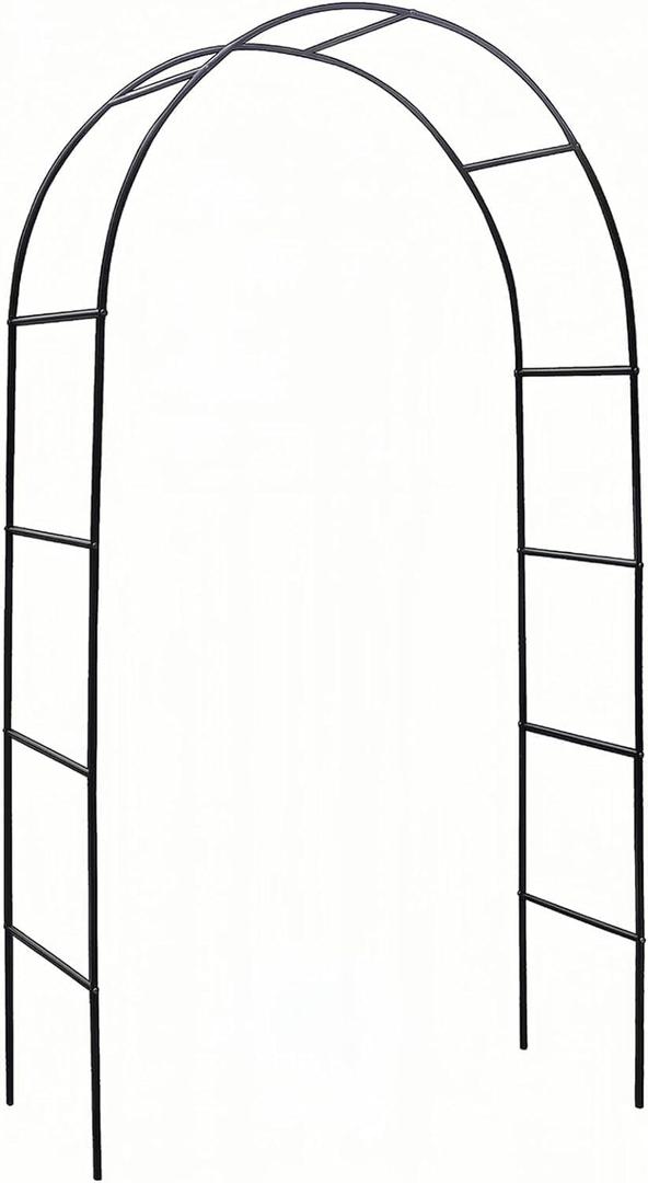 Garden Arch, Outdoor Flower Garden Arch Trellis, Sturdy Steel Arbor for Climbing Plants, Wedding Decoration, 94" H x 55" W, Black
