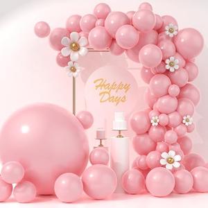 WXCSXINU 125Pcs Baby Pink Balloons Arch Kit with 5 Sizes 36" 18" 12" 10" 5", Including Giant Balloon, Arch Kit, Ribbon - Perfect for Birthday party, Wedding, Baby Shower & Party Supplies, Pack of 2
