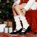 Fuzzy Leg Warmers Knitted Ruffle Leg Sleeves for Women 80s Party Yoga