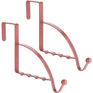 Hotop 2 Pcs Over The Door Hooks Over Door Hanger Sturdy Valet Hooks Mounted Hanging Storage Organizer Rack for Clothes Coats Towels Hats Scarves Purses(Rose Gold)