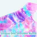 Snowheart Girls Swimsuit Adjustable Shoulder Strap UPF50+ One-Shoulder Ruffle Bathing Suit 3-12T