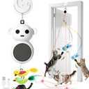 Interactive Cat Toys for Indoor Cats: 2 in 1 Laser Pointer Cat Toy with Automatic Flying Bird & Mouse Wand, Smart Motion Mode Adjustable Speed, USB Rechargeable Safe for Bored Kittens and Adult Cats (White)