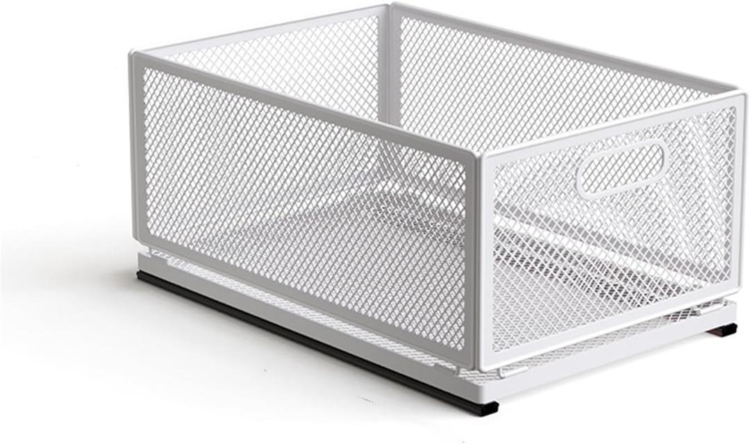 Pull Out Cabinet Organizer, Slide Out Drawers Fixed with Adhesive Nano Film, Pantry Shelves Sliding Drawer Storage Organization for Kitchen/Bathroom/Bedroom (19.7*13.8*8.3inch/50*35*21.2cm)