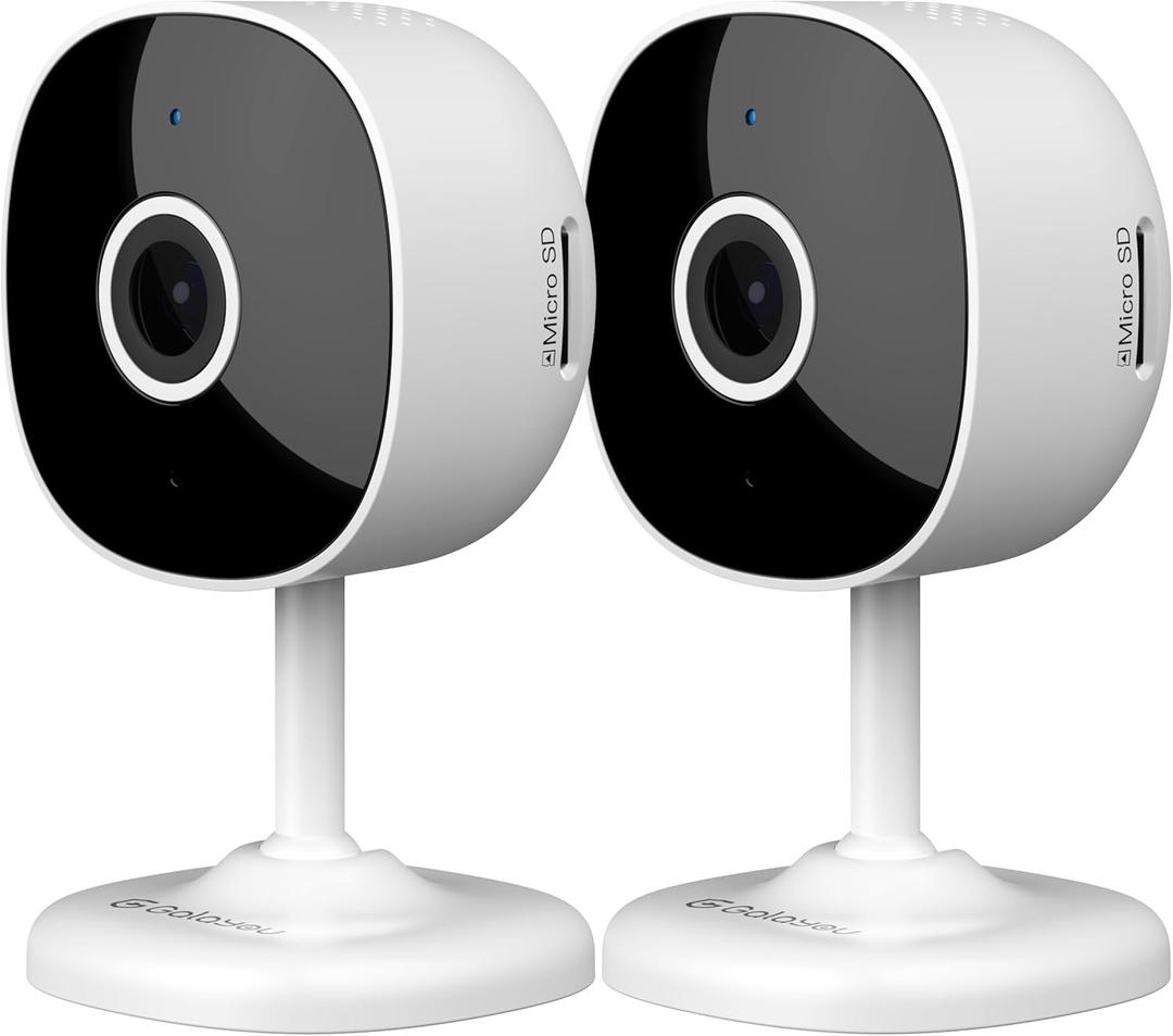 Galayou Indoor Home Security Cameras - 2K WiFi Surveillance Camera with Two-Way Audio for Baby/Pet/Dog/Nanny, Smart Siren with Phone App, SD/Cloud Storage, Works with Alexa & Google Home G7-2PACK, White