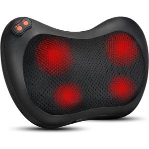 Back Massager, Shiatsu Neck Massager with Heat, Electric Back Massager for Shoulder, Back, Leg, Deep Tissue Kneading Massage to Relief Muscles, Massage Pillow for Mom/Dad/Women/Men (Black)