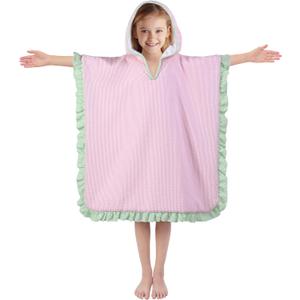 Hooded Towels for Kids, Bath Towel Swim Cover Up for Ages 3-10 Girls Boys Pool Towels Soft Thick 30"x30" Microfiber Poncho TowelPink