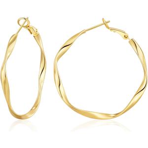 OOOPEL Gold Hoops Earrings for Women, Big 925 Sterling Silver Hoop Earrings Lightweight Hypoallergenic Sterling Silver Hoop Earrings for Women 30MM 40MM 50MM 60MM