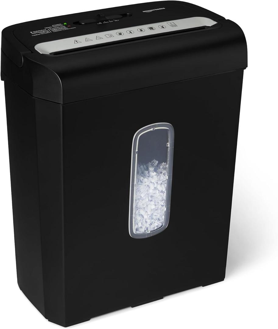 Amazon Basics 6-Sheet High Security Micro Cut Paper Shredder and Credit Card Shredder, 3.7 Gallon, Black