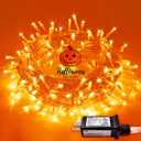 JMEXSUSS 66ft 200 LED Christmas String Lights Outdoor Indoor, Connectable Orange String Lights Clear Wire, Fall Light Plug in for Fireplace Tree Garden Patio Thanksgiving Fall Halloween Decor