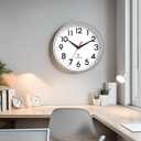 DAXSMY Atomic Wall Clock Analog 14 Inch Battery Operated Modern Decorative for Living Room Kitchen Office Bedroom Bathroom(Silver)