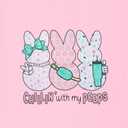 Women Chillin'with My Peeps Shirt Easter Shirt Funny Bunny T-Shirt Cute Rabbit Tee Tops Easter Day Gift (XXL)