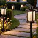 LITFIT Low Voltage Landscape Lighting, 12V 3.4W 155LM 3000K Outdoor Path Lights with Connectors, Crackled Shade, ORB Finish, Waterproof Aluminum LED Walkway Light Wired for Garden Yard, 4 Pack