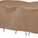 DUCKCOVERS Essential Water-Resistant 109 Inch Rectangular/Oval Patio Table & Chair Set Cover, Outdoor Table Cover (Latte)