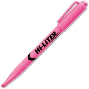 Avery Hi-Liter Pen-Style Highlighters, Fluorescent Pink Ink, Chisel Tip, Pink/black Barrel, Dozen