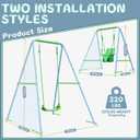 2-in-1 My First Toddler Swing Set for Backyard, Baby Indoor/Outdoor Swing with Foldable Stand, Belt & Soft Swing Seat with Safety Harness & Height Adjuster, Suitable for Children 6 Months and Older