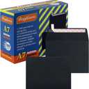 100 Pack A7 Black Invitation Envelopes 5.25 x 7.25 inches Self Seal 120GSM Kraft Paper Envelopes for Invitations Papers Photos Documents Wedding Baby Shower Easy to Seal (100 Pack A7 (5.25 x 7.25 inches))