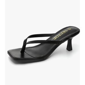 Kitten Heels for Women Square Toe Sandals Flip Flop Heels Thong Sandals Comfortable Summer 2 Inch Heels Sandals, 9.5