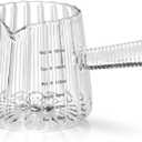 6OZ Glass Measuring Cup - 180ml Borosilicate Glass Espresso Shot Glass with Glass Handle, V-Shaped Spout for Milk Frothing, Espresso Accessories for Machine, Dishwasher Safe