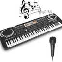 Multifunctional Kids' 61-Key Electronic Music Keyboard with Microphone: A Beginner's Delight, 16 Tones, 10 Rhythms, 6 Demos, Recording Feature - Gift for 3+ Year Olds