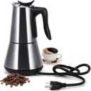 SHANGSKY Electric Coffee Pot Espresso Maker, 6 Cup Espresso Coffee Pot Stainless Steel Italian Moka Pot, Cafeteras Electricas Coffee Machine Fast Brewing Mocha Pot