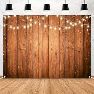 Celchvens Rustic Wood Backdrop with String Lights 7x5ft Farmhouse Birthday Wedding Photo Booth Background, Wooden Plank Party Banner for Bridal Shower, Engagement, Anniversary & Baby Shower