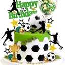 31 PCS Soccer Cake Topper Decorations Soccer Ball Player Cake Decorations for Soccer Football Theme Birthday Sport Party Supplies (Black)