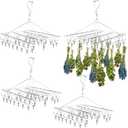 4 Pack Hanging Herb Drying Rack, Stainless Steel with 30 Hooks - Space Saving Herb Dryer for Fresh Herbs, Flowers, Tea & Culinary Herbs - Rustproof Kitchen & Garden Drying Rack