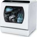 Hermitlux Countertop Dishwasher, 5 Washing Programs Portable Dishwasher With 5-Liter Built-in Water Tank For Glass Door