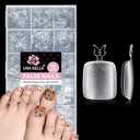 UNA GELLA Toe Nail Tips Full Cover, 216 Pcs Square Round Toe Nail Press Ons Clear Preshape Gel Toe Nail Tips Double Matte Acrylic Fake Toenails Extensions DIY Home Nail Salon for Women, 15 Sizes