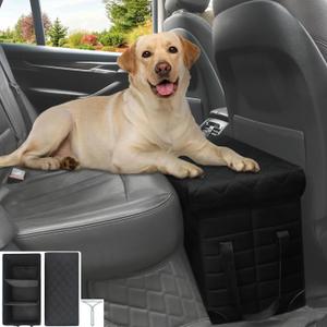 GJEASE Car Back Seat Extender for Large Dogs up to 200lbs,Dog Car Back & Front Seat Extender with Storage,Pets Can to Have The Whole Front/Back Seat to Stretch Out and Nap On Trips