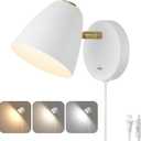 Modern Plug in Wall Light, Adjustable Angle 100&330Small White Plug in Wall Sconce, 3 Color Changeable Indoor Sconce Wall Mounted Reading Light, LED Wall Lamp as Kid Room Living Room Bedroom