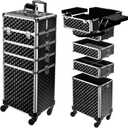 TOPACK 4-In-1 360°Rotaing Rolling Makeup Train Case with Trolley/Drawer