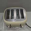 4 Slice Toaster Roter Mond Retro Stainless Steel with Bagel Defrost Cancel Function, 6 Browning Settings, Extre Wide Slot and Removable Crumb Tray, Cream, ST033